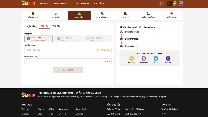 SB88 Rút tiền SB88 - Giao Dịch Nhanh Chóng, Thành Công 100%
